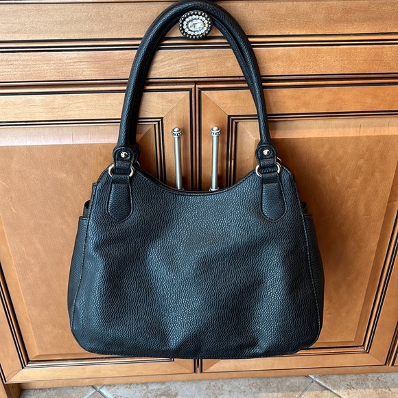 APT.9 Black Pebble Grain Vegan Leather Brooklyn Shopper Shoulder Bag - Picture 5 of 12
